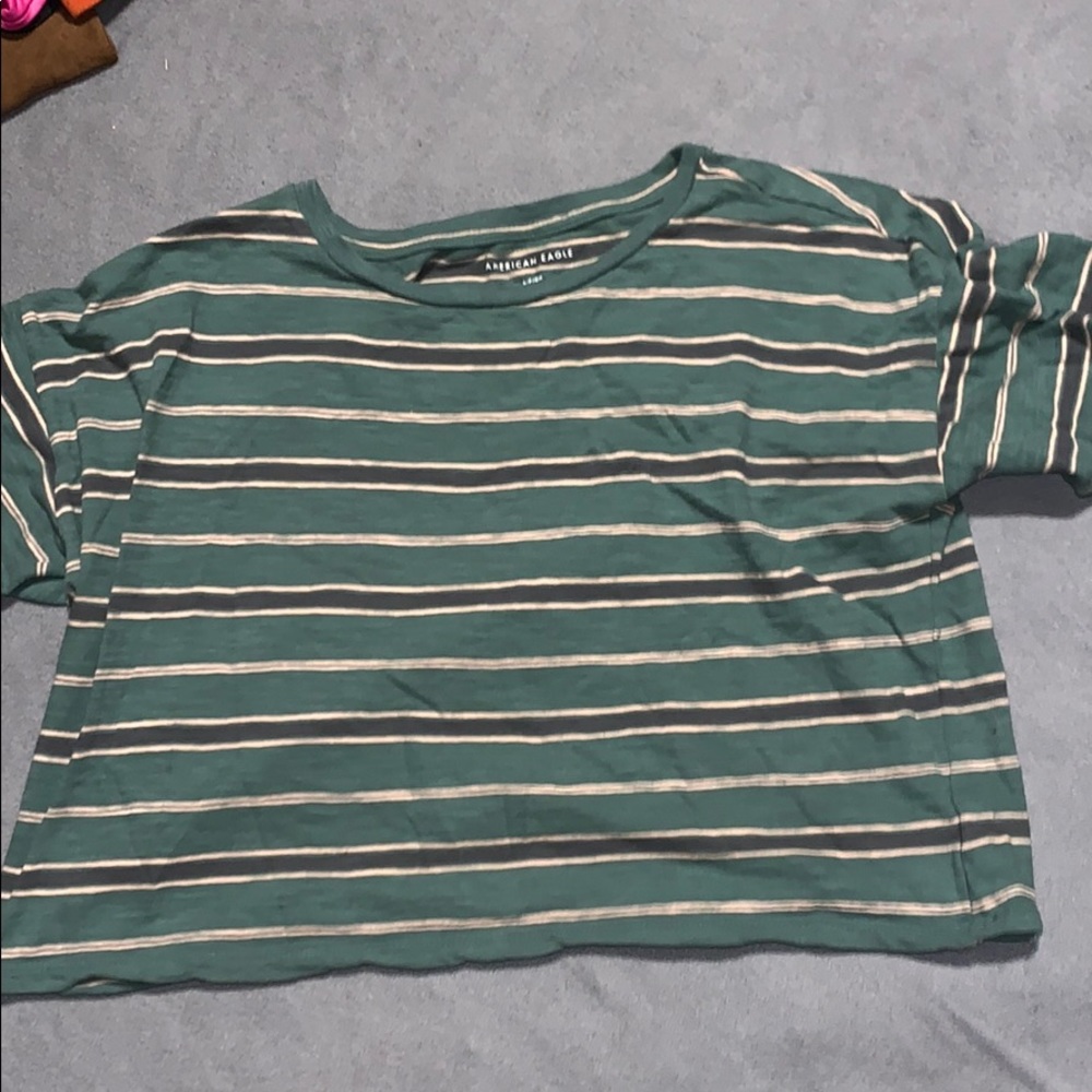 Green striped crop top